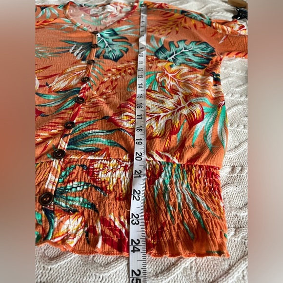 French Laundry Tropical Short Sleeve Summer Blouse Women’s Size Medium - Picture 12 of 14